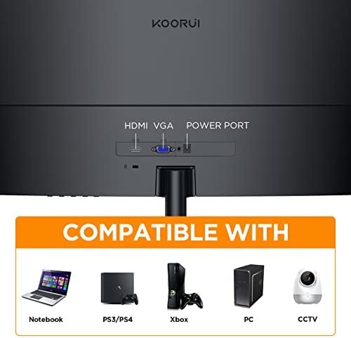 Koorui Monitor de computador curvo de 27 polegadas- Full HD 1080p 75Hz Gaming Monitor 1800R LED Monitor HDMI VGA,