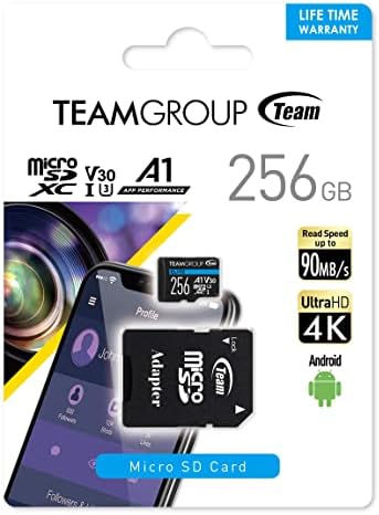 TeamGroup Elite A1 256 GB Micro SDXC UHS-I U3 V30 A1 4K LEIT VELOCIDADE até 90 MB/S CARTA DE MEMÓRIA FLASH DE HAGA VELOCIDADE com adaptador