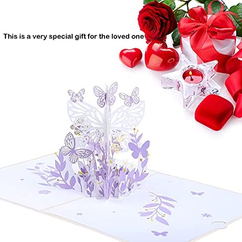 DogMoon 3D Pop -up Cartão de felicitações, Purple Blossoms Butterfly Cartões de aniversário, Cartão de primavera CARTÃO