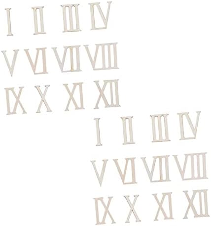 Sewacc 24pcs/2 conjuntos de lascas de madeira romana letra uma letra de ornamento relógios digitais Ornamento artesanato de madeira