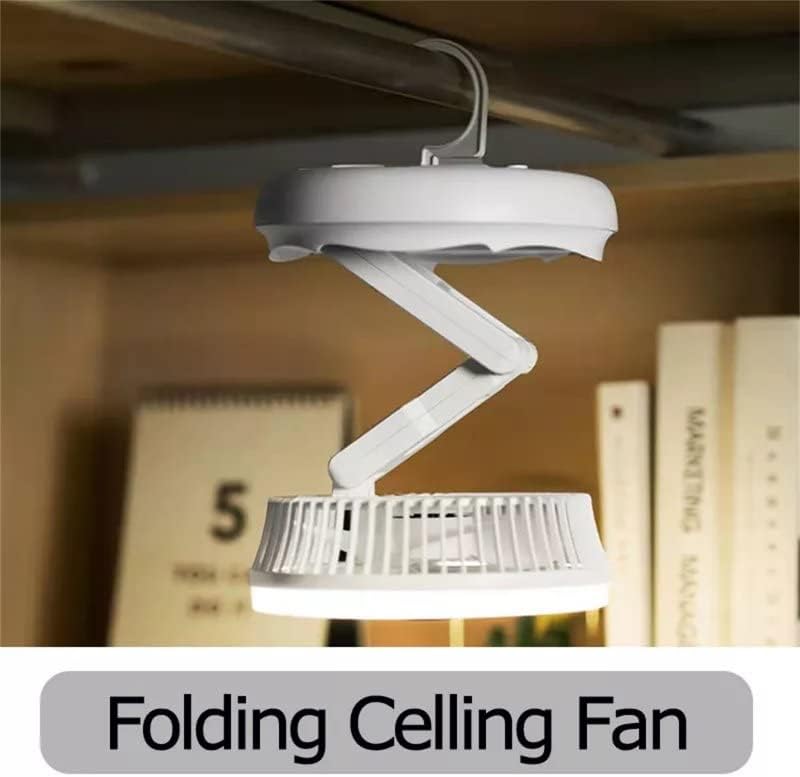Ventilador dobrável doméstico com luz de luz LED portátil multifuncional montado na parede recarregável ventilador de teto