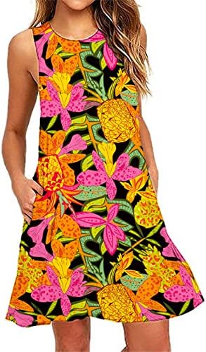 Vestidos femininos estampas tropicais vestidos de vestido de vestido de verão floral vestido de tanque de tanque de verão