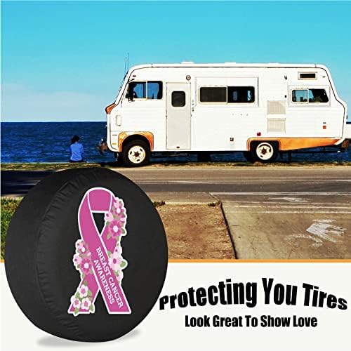 Tampa de pneu sobressalente A conscientização do câncer de mama RV Tampa o pneu à prova de poeira à prova de poeira para o trailer
