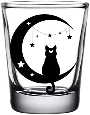 Brindle Southern Farms Cats, cristais e vidro da lua Conjunto de 4: Gatos de gatos gravados Decoração de gato, barra