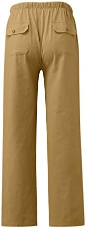 Calça de suor de linho de perna reta masculina machos calça de calça sólida calça de calça de calça de calça de calça de
