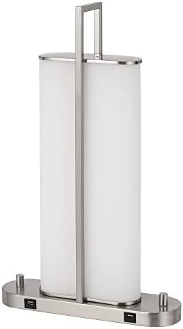 Iluminação cal LA-8032dk-2 zamora Dual LED Metal Night Stand/Table Lamp com interruptor mais escuro e 2 portas de carregamento USB
