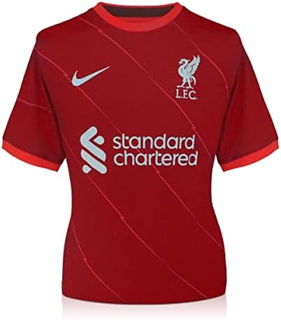 As recordações exclusivas Trent Alexander-Arnold assinaram a camisa de futebol do Liverpool 2021-22. Quadro de luxo