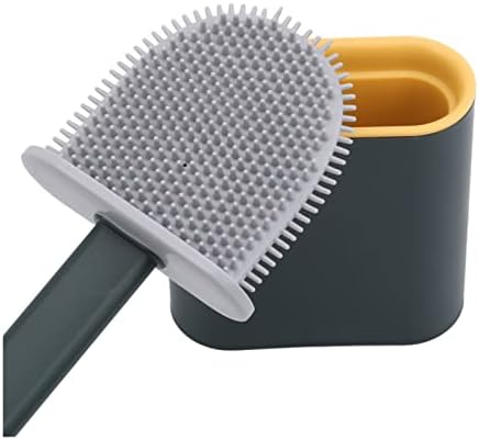 Escova de vaso sanitário de silicone Brecha flexível de cerdas macias com escova de limpeza de conjunto de suporte para