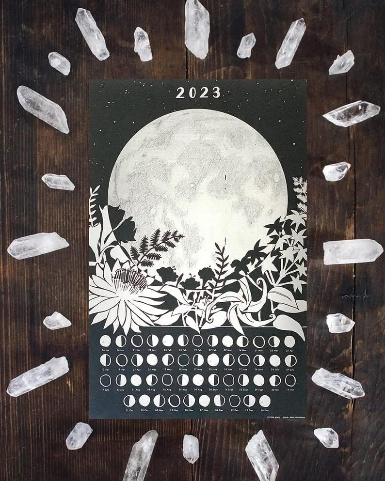 HOATSTORE - 2023 CALENDAR LUNAR CARTO, CALENENDAR DE PALAVERAÇÃO, Fase da Lua, Calendário da Lua, Arte da Lua Cheia,