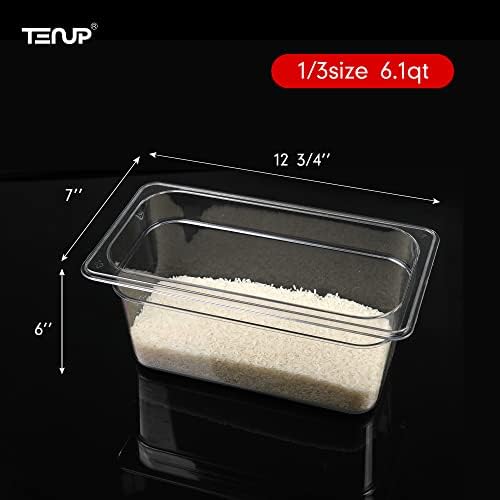 Tenup 6 pacote 1/3 tamanho 6 '' Deep Clear Policarbonate Food Pan com tampa