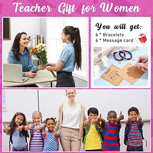 ECALLY 6 PCS Presentes de apreciação de professores para mulheres pulseiras de maçã natura