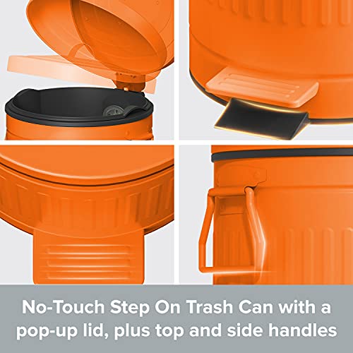 Lixo retrô lata com tampa - 5L/ 1.3Gal Step lixo pode c/ tampa de fechamento suave - lixo redondo lata com alças - lixo