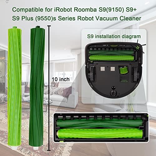 2 Define escovas de borracha de várias superfícies duplas, peças de reposição para iRobot Roomba S9 S9+ S9 Plus, pincel de