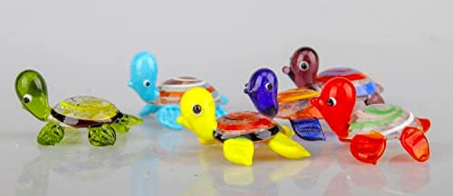 vskikris 6pcs sopro de tartarugas de vidro com tartarugas de tartaruga marinho escultura de animais marítimos figuras de tartaruga