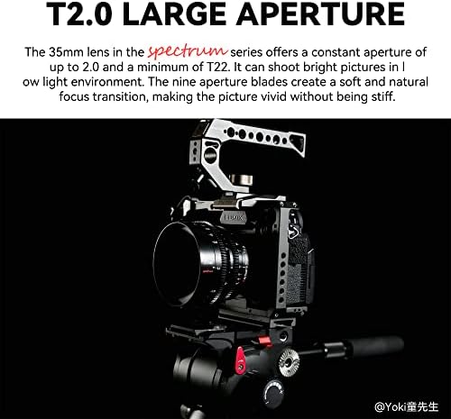 7artisans 35mm T2.0 Abertura grande lente cinematográfica Compatível para Nikon Z-Mount, foco manual de baixa distorção