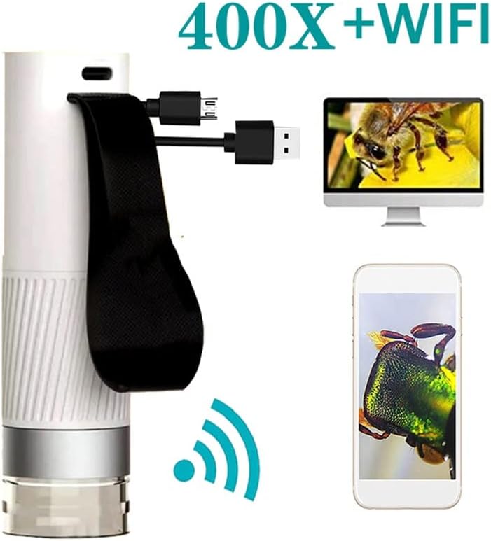 Trexd 400x Crianças USB Kit de microscópio portátil digital biológico para telefone PC PC em casa Educacional