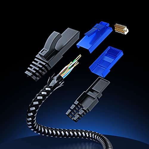 MAXIMM CAT 6 Cabo Ethernet 3 pés, cabo de rede trançado CAT6 com conectores RJ45, cabo Gigabit LAN 1000 Mbps Internet de alta