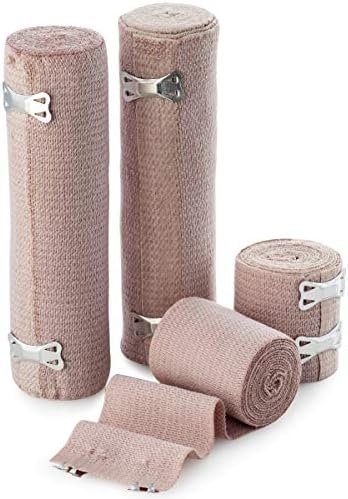 Bodyhealt High Elastic Bandage Wrap, Rolinhos de compressão elásticos de tecido com clipes de fixação, conjunto de 4 alongamentos