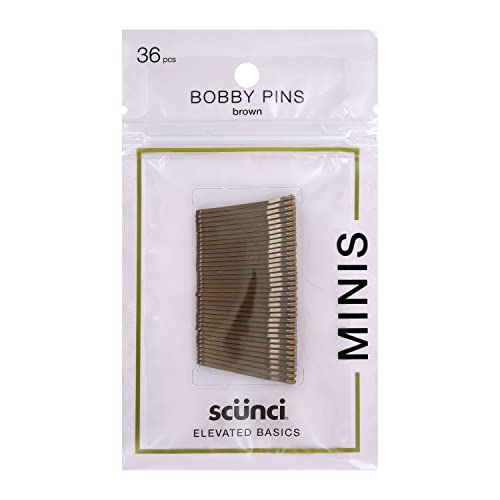 SCUNCI Basics elevados Mini Bobby Pins, 36 peças