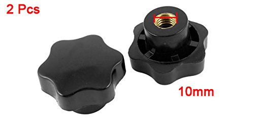 UXCELL A13110500UX0046 2 PCS 10 mm parafuso de rosca fêmea de fêmea no tipo botões de estrela preto