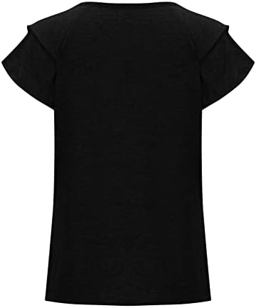 Camisa de algodão meninas adolescentes de manga curta V gráfico de pescoço casual solto ajuste relaxado camisa superior básica para mulheres OE