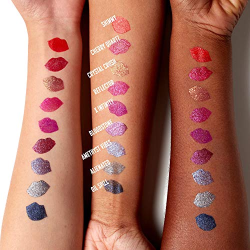 NYX Professional Makeup Glitter Goals Lipstick - refletor, rosa quente com rosa e magenta glitter