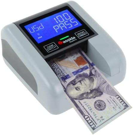Detector de falsificação automática de moeda automática da Cassida Quattro, com sensores avançados - alimentação de orientação - bateria recarregável - Valor e Pass/Falha de 3,5