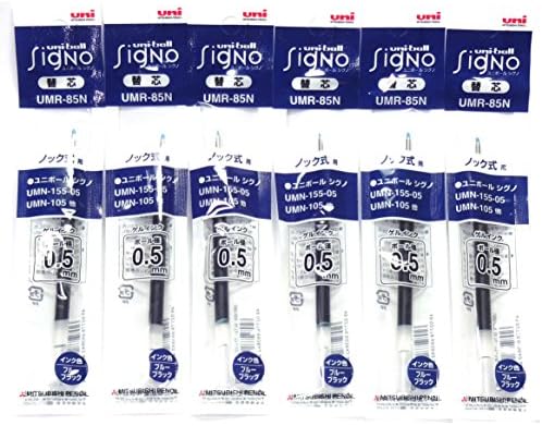 UNI Ballpo Pen Blue Black Ink Reabils, 0,5 mm, para caneta retrátil signo 207, × 6 pacote/total 6 pcs