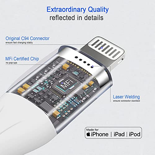 Jinsdar USB C para Lightning Cable, 6ft MFI Certificado 60W 3A PD Super Fast Charging Nylon Sagrado Cabo de carga rápida para iPhone