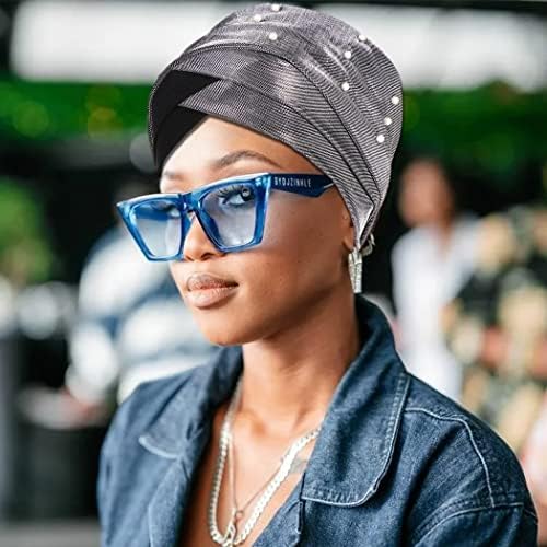 Yeilhile Africano Turbano Cinza Cinzento Banco de Gorro pré-amarrado Pré-amarrado Headwrap for Women
