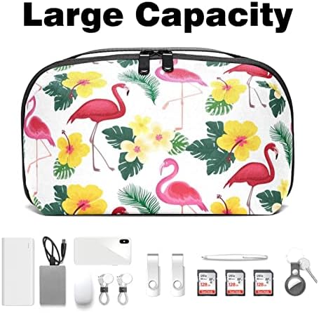 Bolsa de bolsas portáteis de organizador eletrônico Tropical Flamingos Saco de armazenamento de cabo de viagem para discos