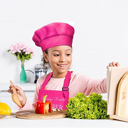Lynlin Kids Aventn Chef Hat Set Chef no treinamento de avental infantil com 2 bolsos para meninos meninas cozinhando assando pintando