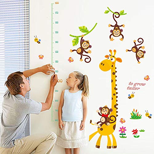 Wallpark Macaco fofo girafa altura do gráfico de altura, medição de altura de altura Medida de altura decalque de adesivo
