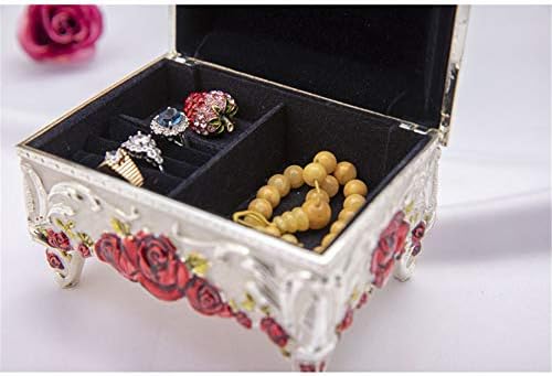 Dekika Mini Caixa de armazenamento de jóias requintada, caixa de bugigangas, caixa de armazenamento de jóias européia de estilo, retangular aniversário de aniversário box blue flor grande