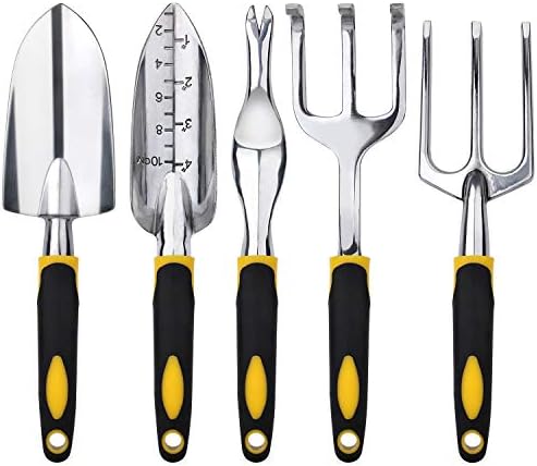 Conjunto de ferramentas de jardim febsnow - 5 peças kit de ferramentas para a mão para jardinagem pesada incluem espátula de jardim,