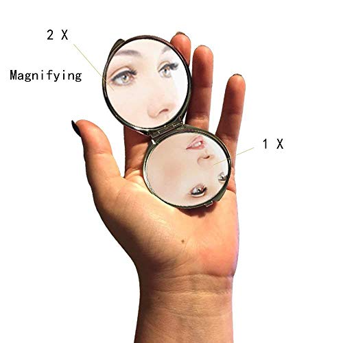 Espelho, espelho compacto, tema de peixes do espelho de bolso, espelho portátil 1 x 2x ampliação