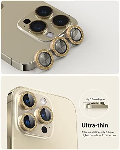 Lronfiee para iPhone 14 Pro e iPhone 14 Pro Max Camera Lens Protetor Bling Aluminum Ligy Ligante Temperado Caso de vidro