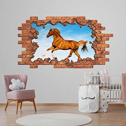 Decalque de parede de leão 3d animais para crianças buracos no adesivo de parede decoração de parede decoração de vinil decalque