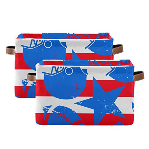 Bin Bin Stars Stars Stripes Faixa de lona de futebol com alças - cesta de armazenamento retangular para organizar armário de