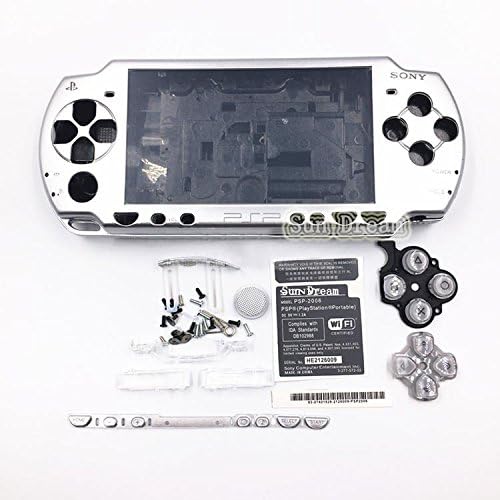 Novo substituto Sony PSP 2000 Console Tampa de casca de alojamento completo com conjunto de botões - prata