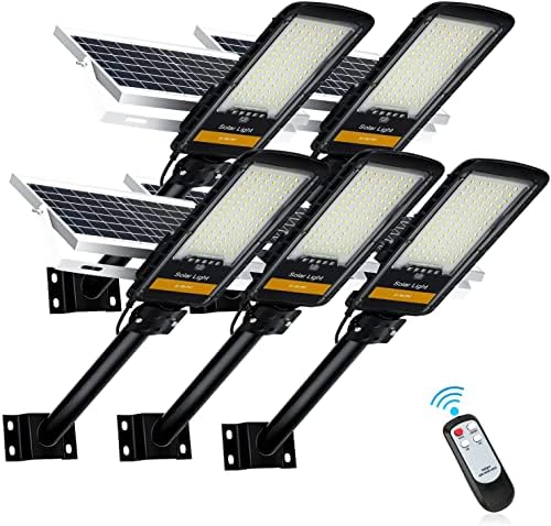 Juyace Solar Street Light 1600lm 6500k Daylight Dusk White to Dawn Outdoor Security Iluminação com suporte de montagem de