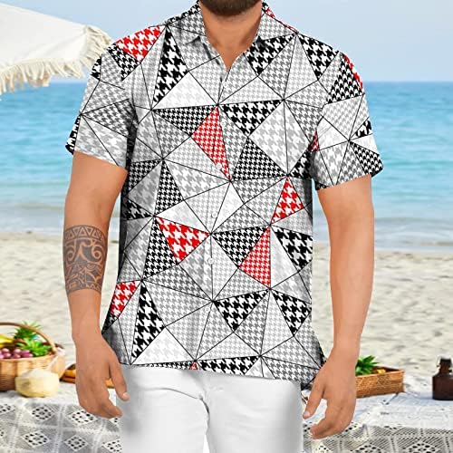 Camisas Hawaiianas Zdfer para homens Manga curta Aloha Beach Camisa Tropical Floral Print Summer Tops Button Casual Down Down
