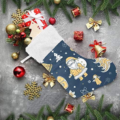 Pimilagu Retro Christmas Christmas Meias 1 pacote 17,7 , meias penduradas para decoração de Natal