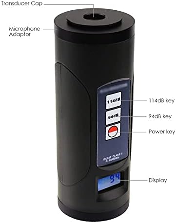 Calibrador de nível de nível de som digital Liujun 94dB e 114dB para microfone de 1/2 e 1 polegada, ferramenta de calibração