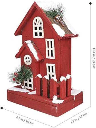 Decorações de Natal AMOSFUN Desk Topper Topper Topper Decor de mesa de trabalho brilhante Cabine de Natal Xmas House de neve brilhante Casa de madeira Casa