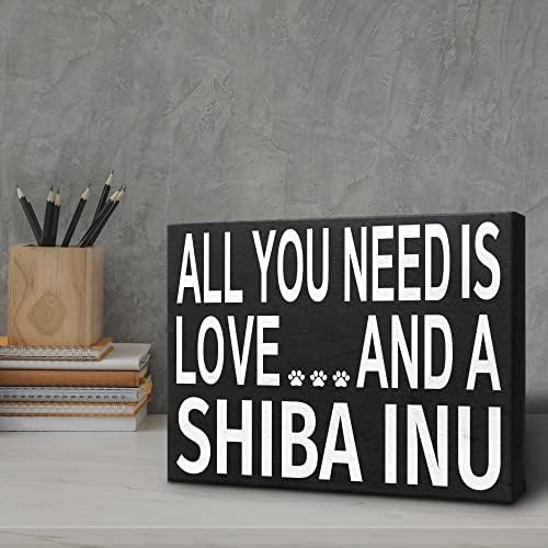 Jennygems Shiba Inu Gifts, tudo o que você precisa é de amor e um signo de madeira shiba inu, mamãe shiba inu cachorro, decoração