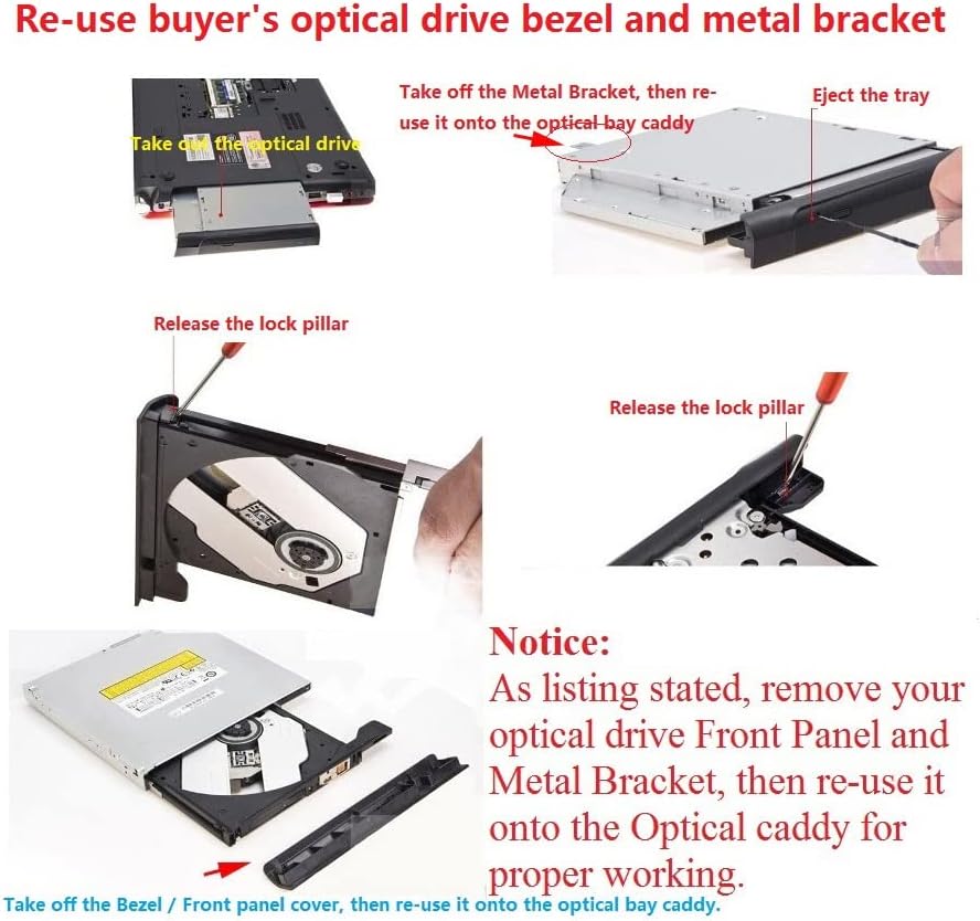 Dy-Tech SATA 2º disco rígido SSD Caddy para asus k70a k73 x73 substitua uj890as dvd 12,7mm