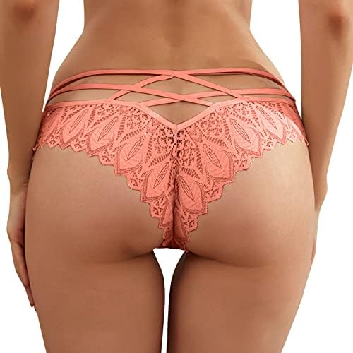 Youngc High Wand Thong No Show Panties For Women Crochet Lace Lace Up Panty Sexy Hollow Out Cotton Tanks