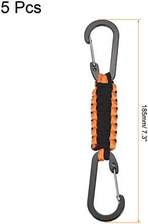Patikil Paracord Keychain, 5 pacote de cordão trançado clipe Double D Rings Dickchains de sobrevivência de cinto de couro para