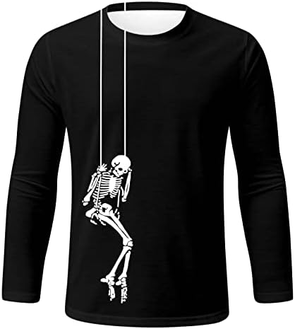 Camisetas de Halloween do XXBR masculino, soldado de manga longa e engraçado de trepagens de treino atlético Fantascadas de gestão de gestas musculares